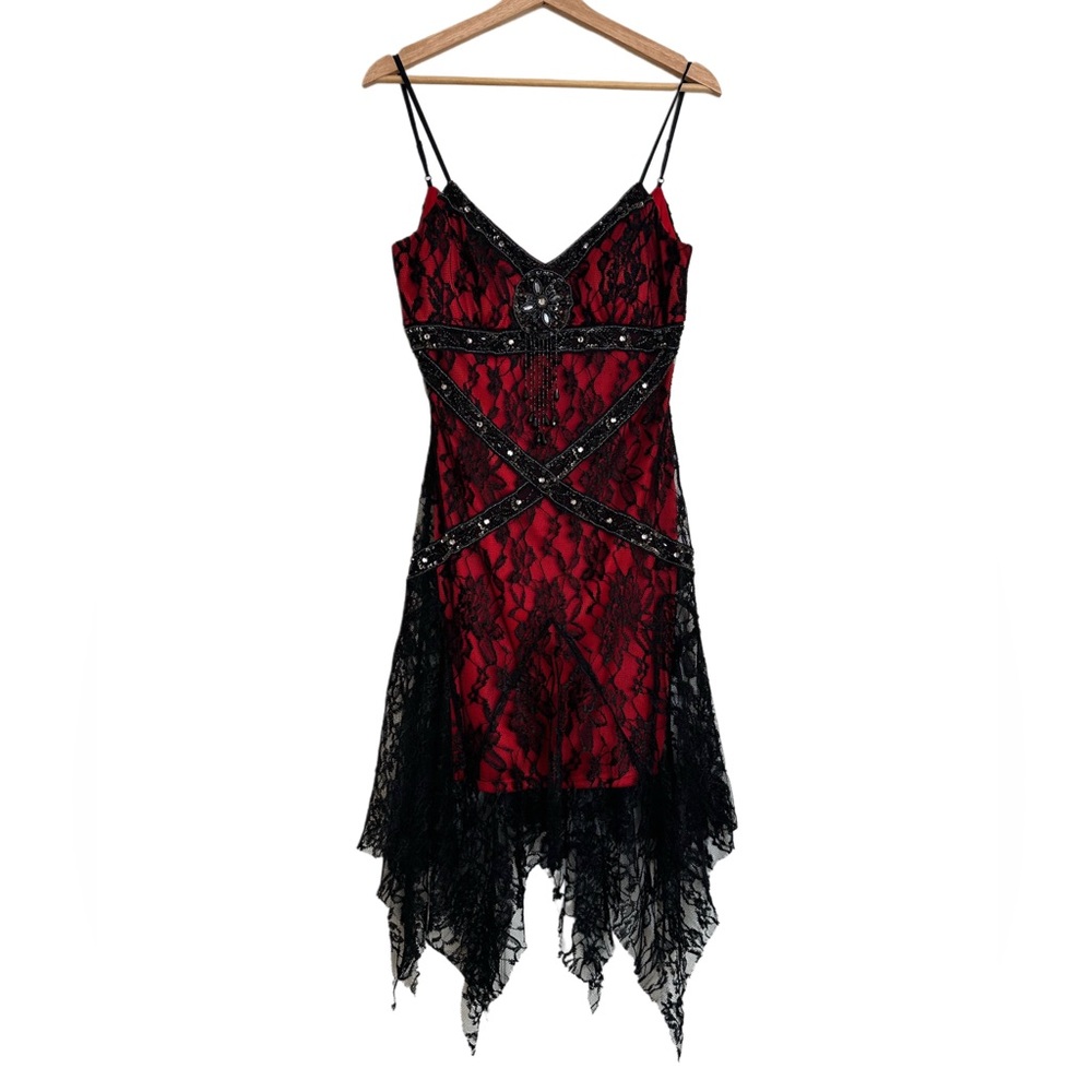 Sue Wong Nocture Red and Black Beaded Dress
